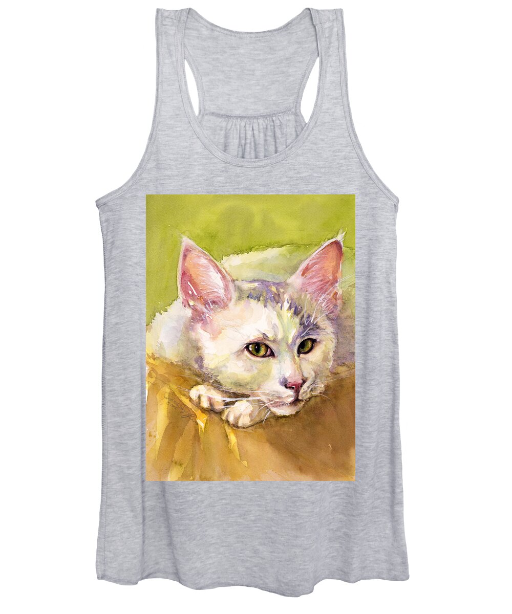 Cat Women's Tank Top featuring the painting Pinky by Judith Levins