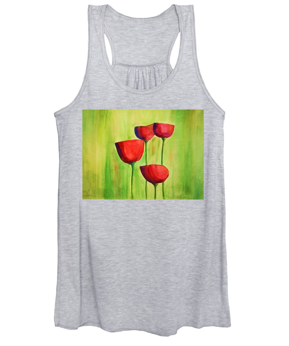 Flowers Women's Tank Top featuring the painting Poppies 4 by Julie Lueders 
