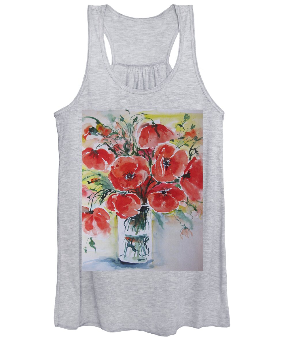 Watercolor Women's Tank Top featuring the painting Poppies IV by Ingrid Dohm