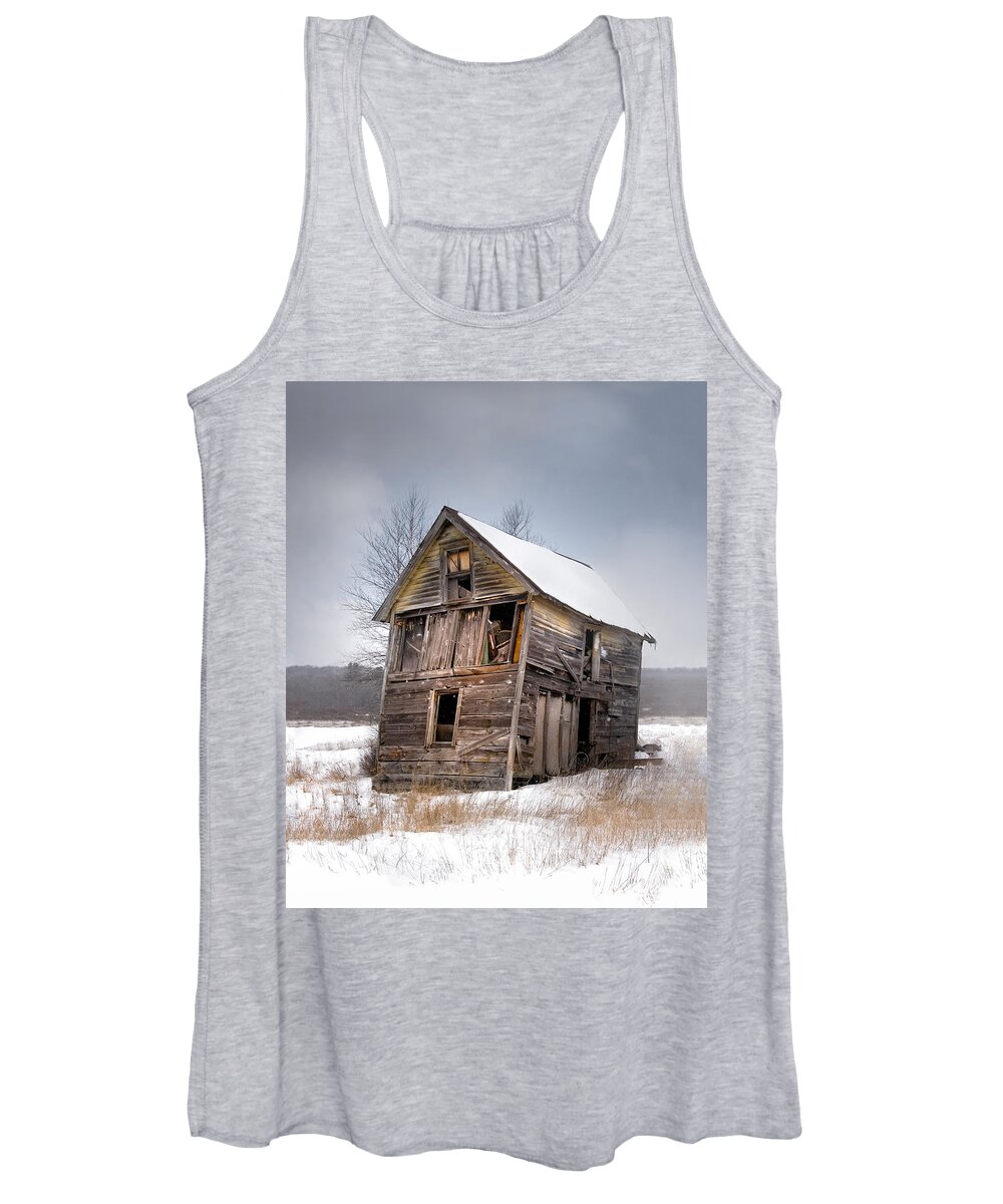 Abandoned Buildings Women's Tank Top featuring the photograph Portrait of an Old Shack - Agriculural buildings and barns by Gary Heller