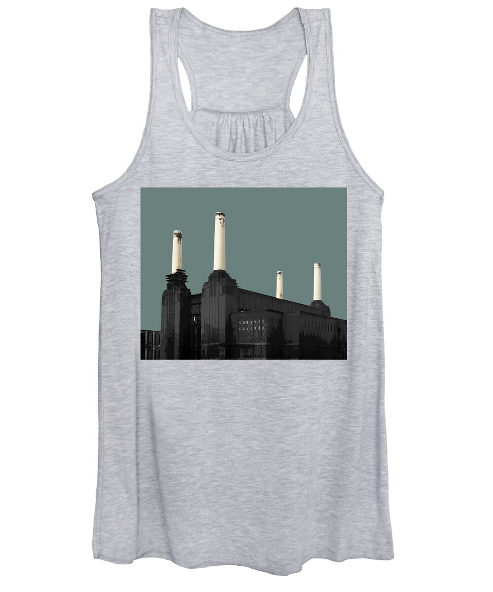 Battersea Women's Tank Top featuring the mixed media Power - Blue GREY #2 by BFA Prints