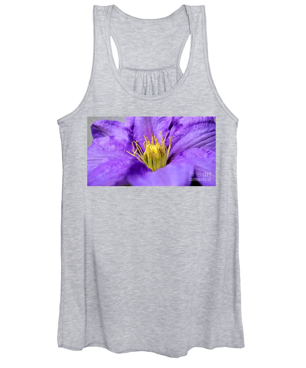 Clematis Women's Tank Top featuring the photograph Purple Elegance by Judy Palkimas