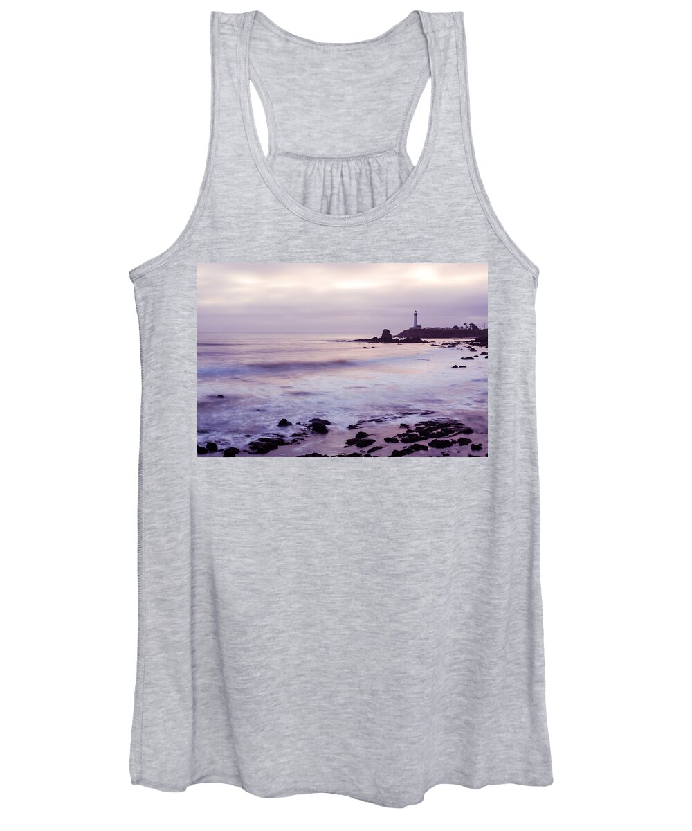 Pigeon Point Lighthouse Women's Tank Top featuring the photograph Purple Glow At Pigeon Point Lighthouse by Priya Ghose
