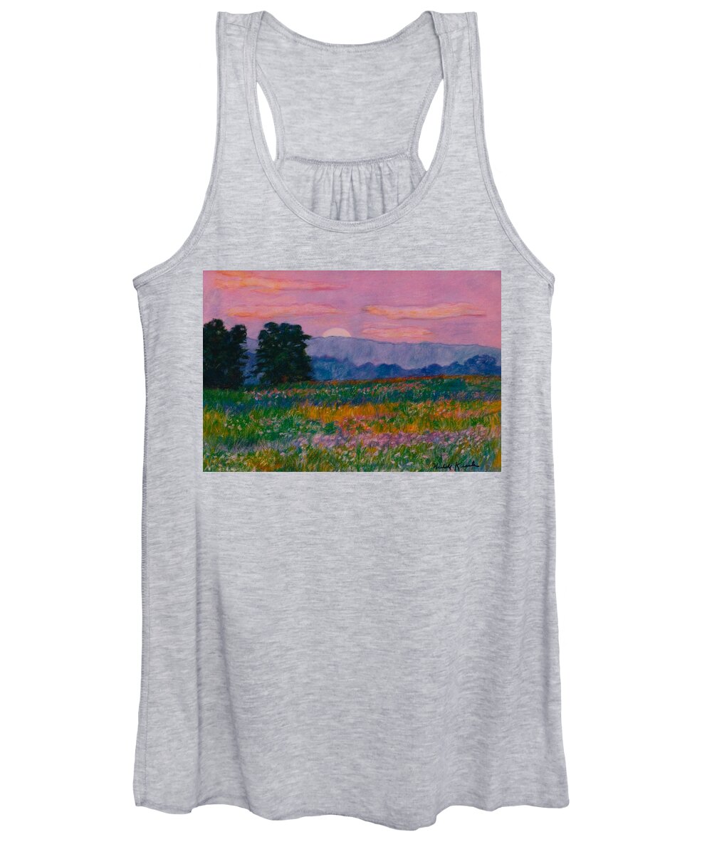 Kendall Kessler Women's Tank Top featuring the painting Purple Sunset on the Blue Ridge by Kendall Kessler