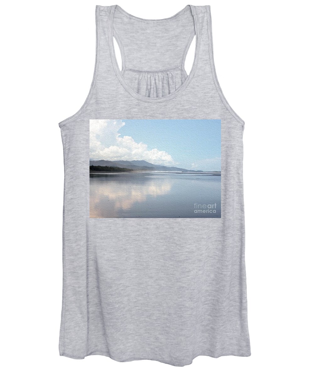 Beach Women's Tank Top featuring the digital art Rainforest and ocean in Costa Rica by Patricia Hofmeester