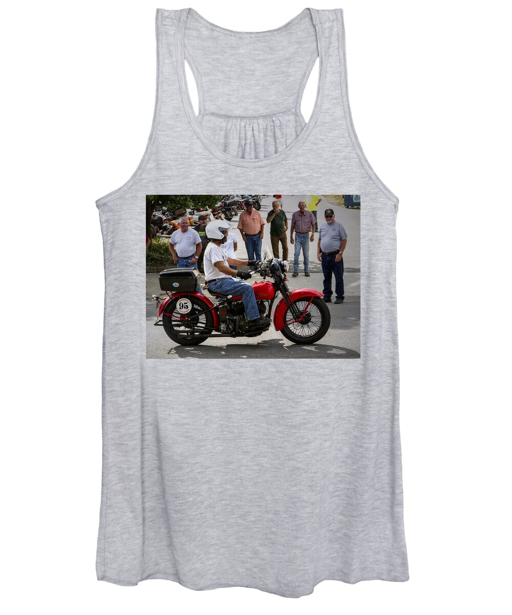 Antique Women's Tank Top featuring the photograph Red Harley 95 by Jeff Kurtz