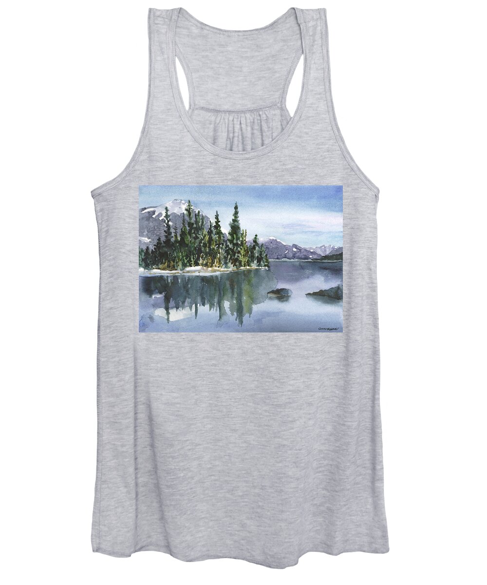 Lake Painting Women's Tank Top featuring the painting Reflections by Anne Gifford