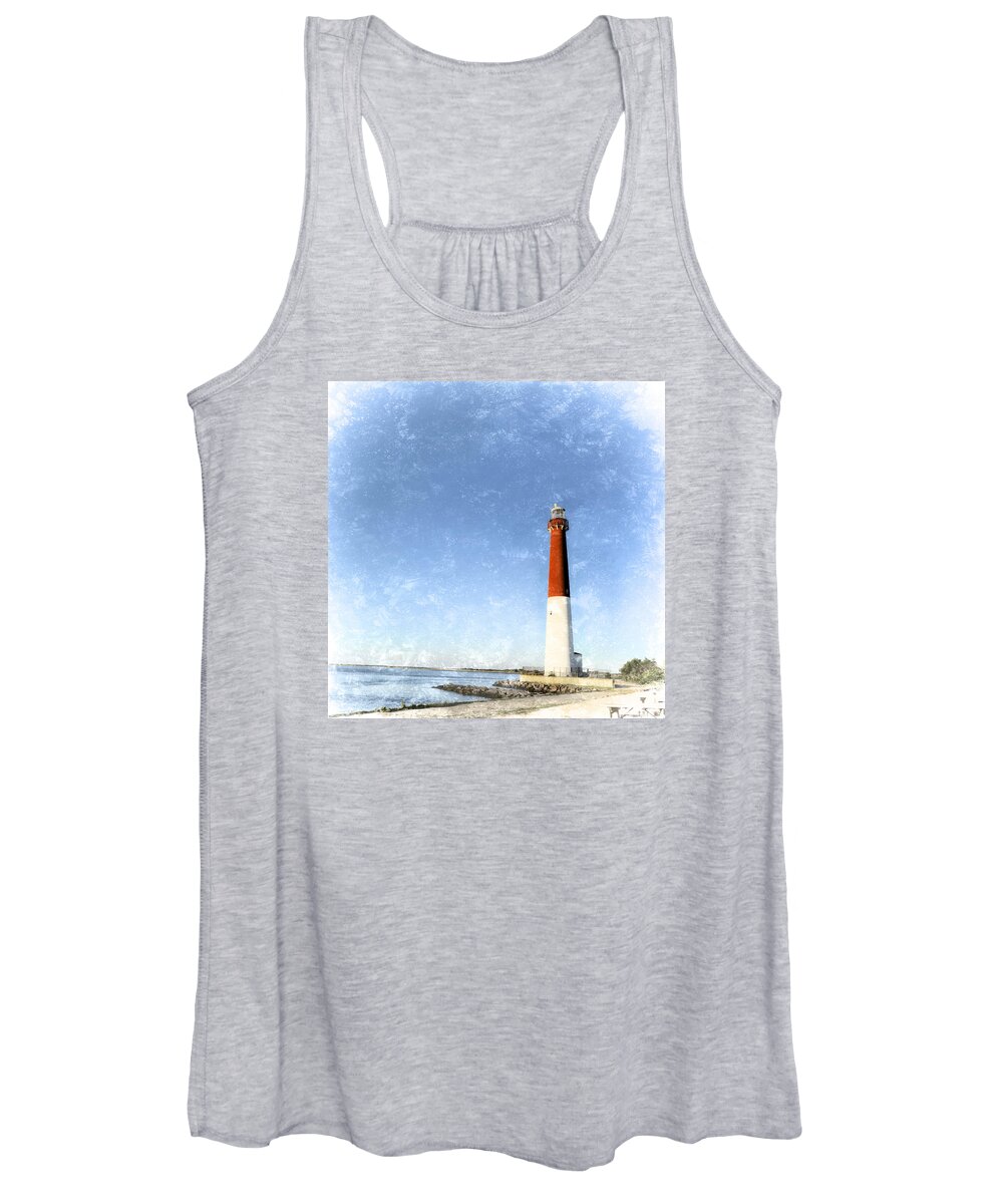 Barnegat Lighthouse Women's Tank Top featuring the photograph Retro Barnegat Lighthouse Barnegat Light New Jersey by Marianne Campolongo