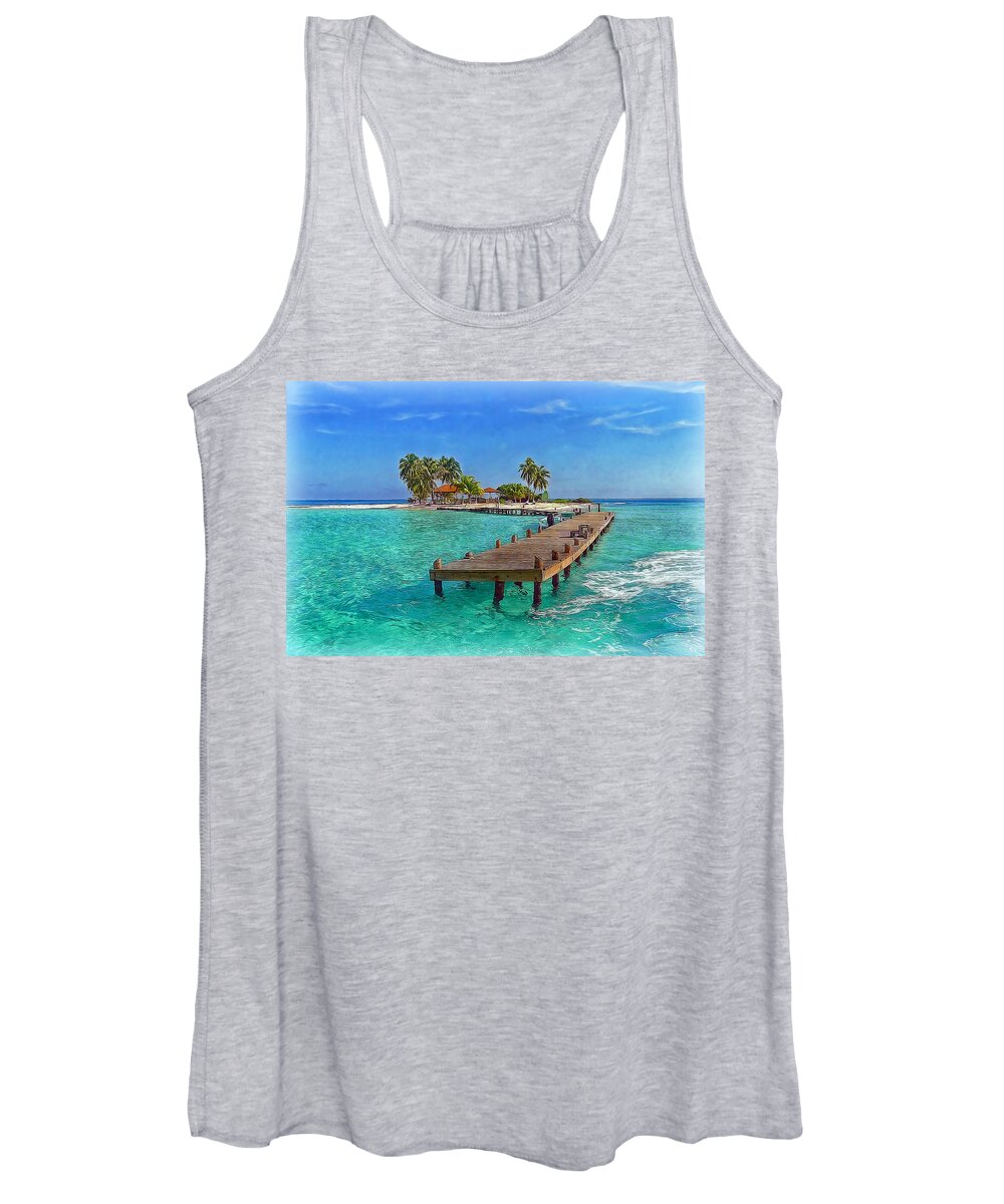 Caribbean Women's Tank Top featuring the photograph Robinson Island by Hanny Heim