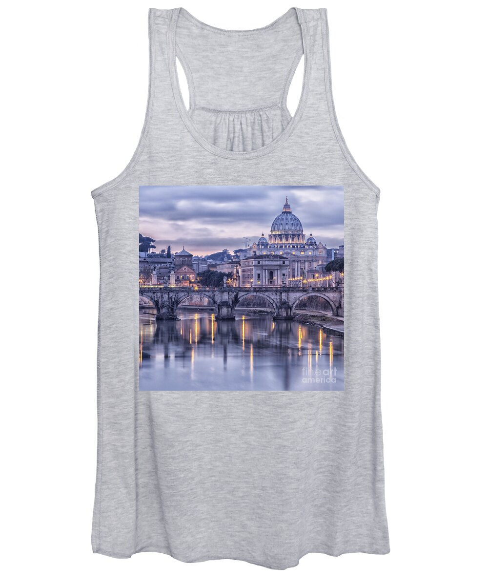 Rome Women's Tank Top featuring the photograph Rome and the river tiber at dusk by Sophie McAulay