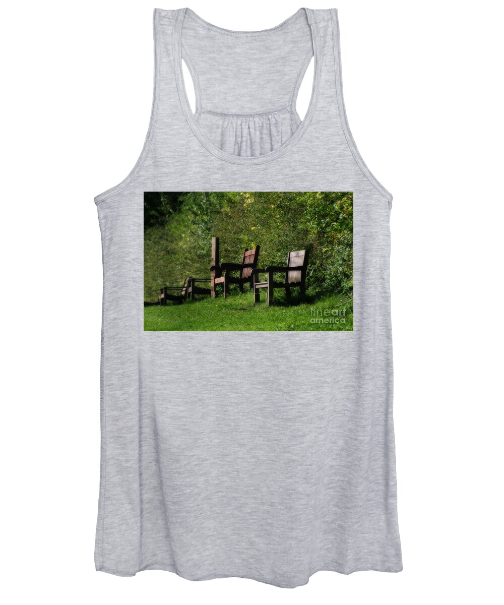Garden Furniture Handmade Women's Tank Top featuring the photograph Tranquility in the Park by Doc Braham