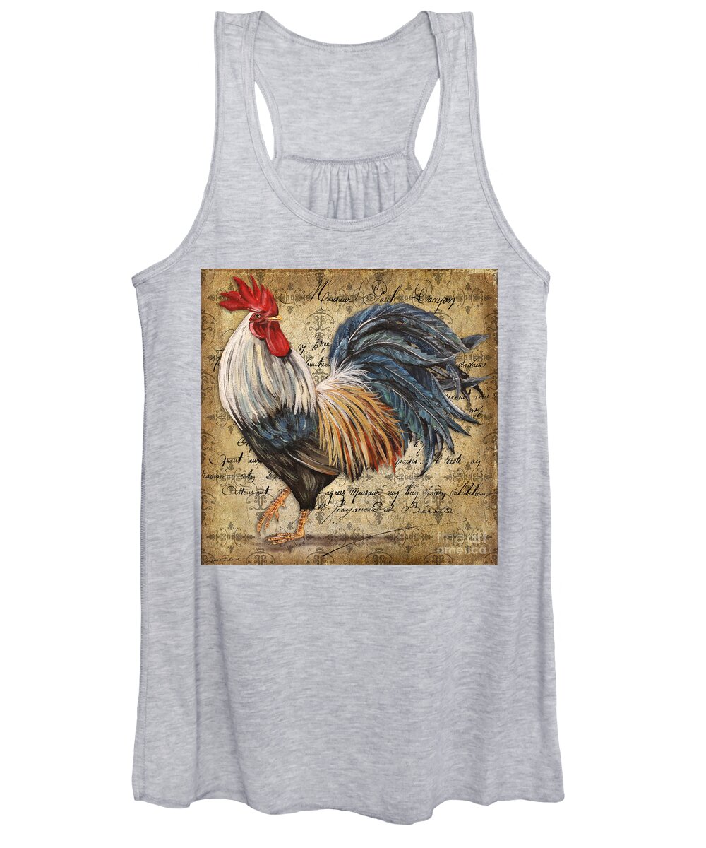 Acrylic Painting Women's Tank Top featuring the painting Rustic Rooster-JP2119 by Jean Plout