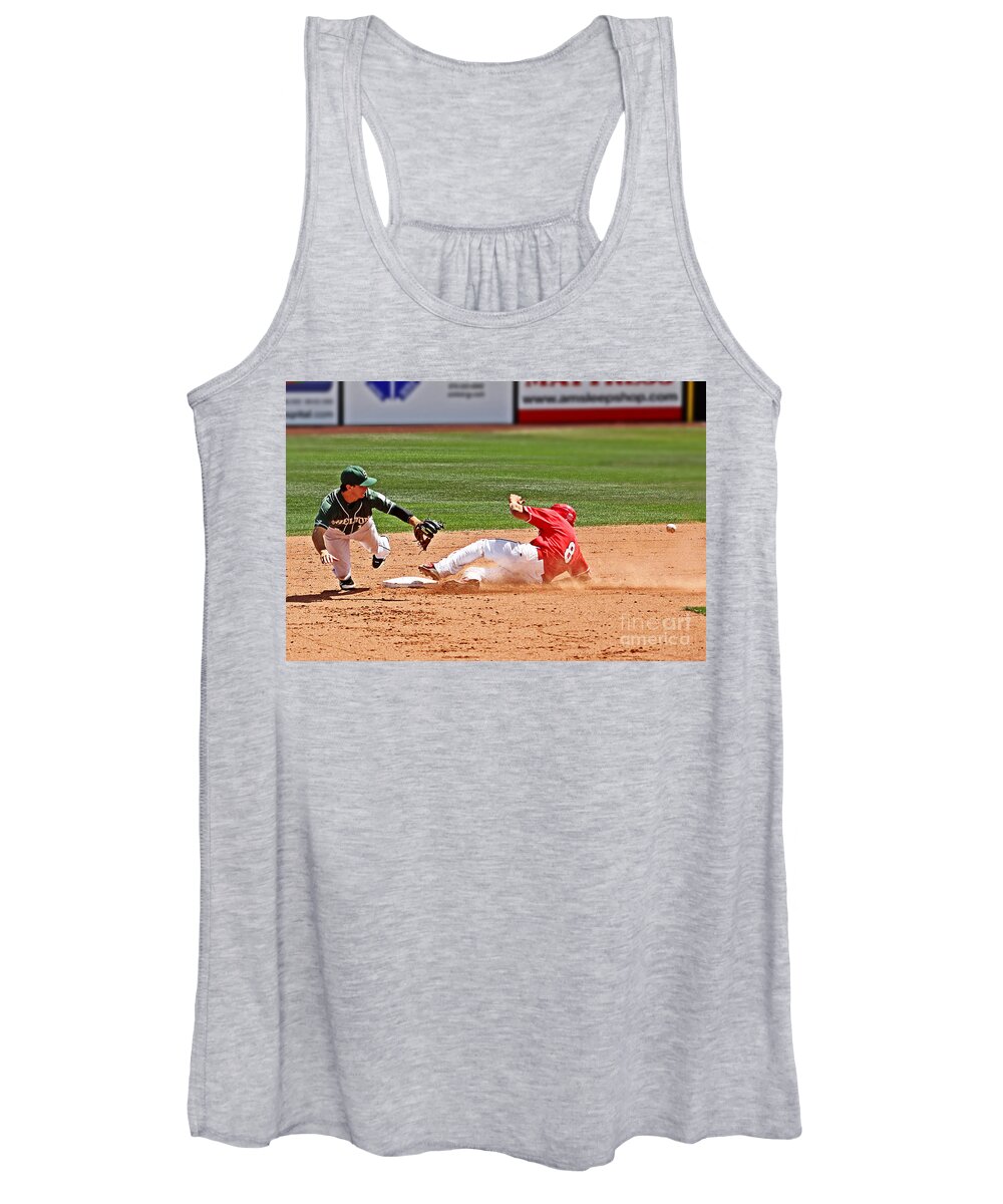 Colorado Women's Tank Top featuring the photograph Safe at second by Bob Hislop