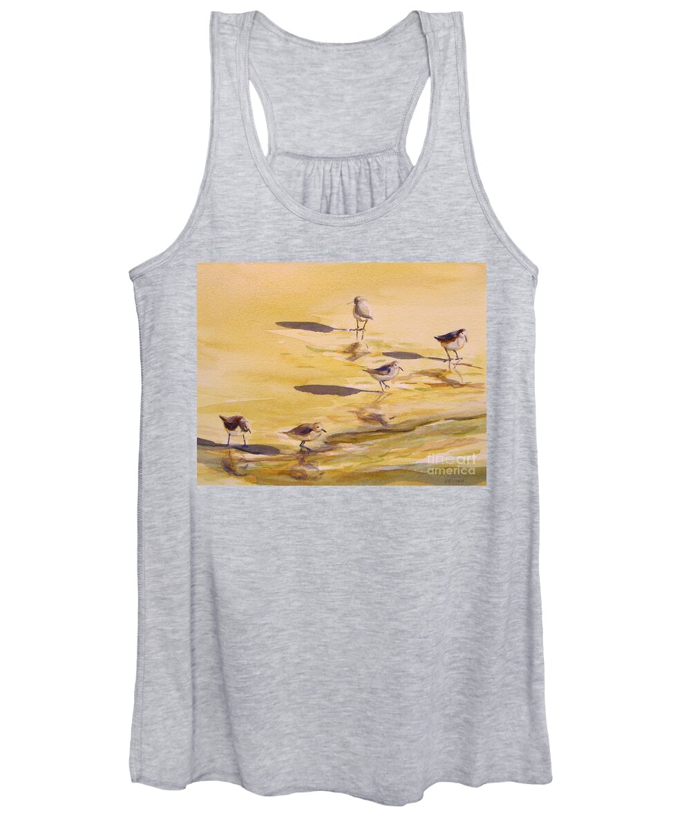 Paintings Women's Tank Top featuring the painting Sandpipers 5 by Julianne Felton