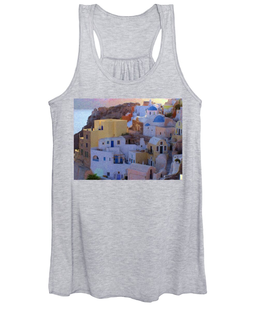 Landscape Women's Tank Top featuring the painting Santorini Grk6424 by Dean Wittle