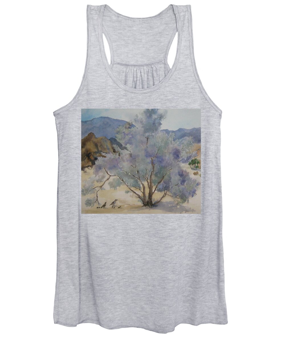 Smoketree Women's Tank Top featuring the painting Smoketree in Bloom by Maria Hunt