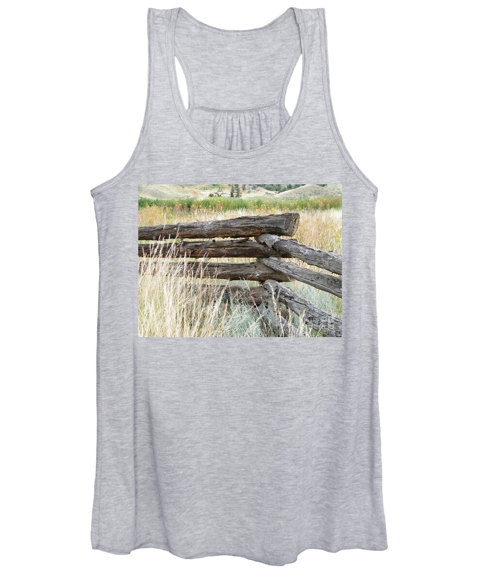 Snake Fence Women's Tank Top featuring the photograph Snake Fence and Sage Brush by Ann E Robson