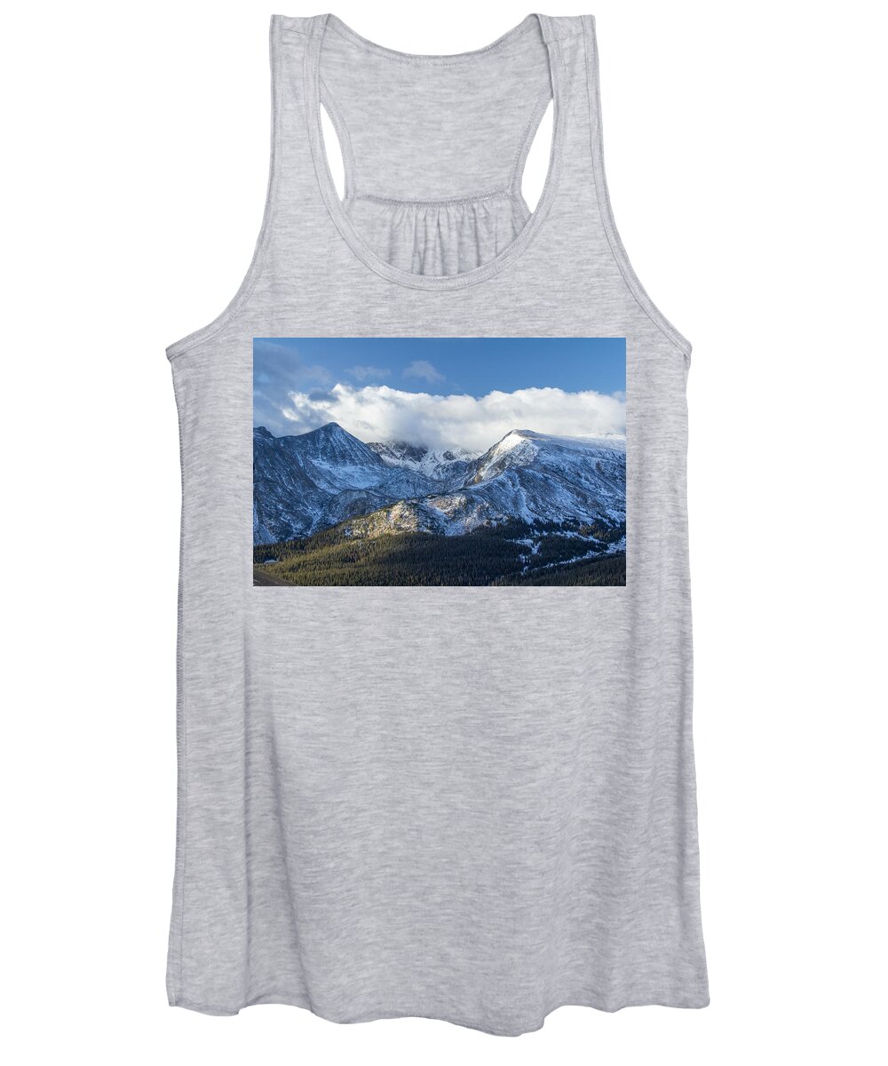 Mountains Women's Tank Top featuring the photograph Snow-Coated Mountains in Colorado by Tony Hake