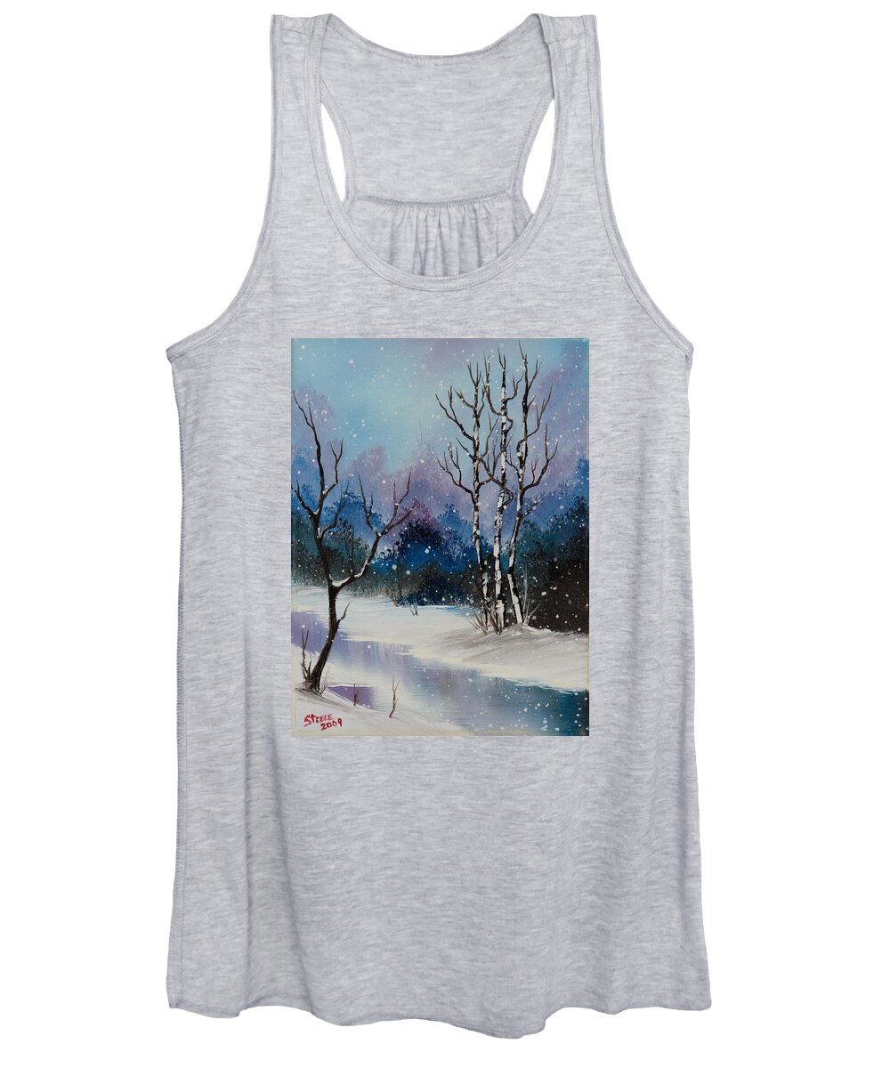 Landscape Women's Tank Top featuring the painting Winter Enchantment II by Chris Steele