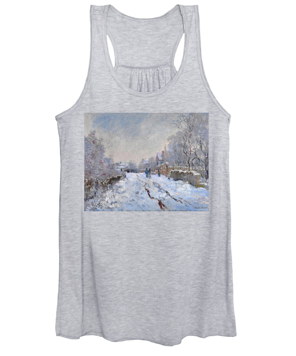 Claude Monet Women's Tank Top featuring the painting Snow Scene at Argenteuil by Claude Monet