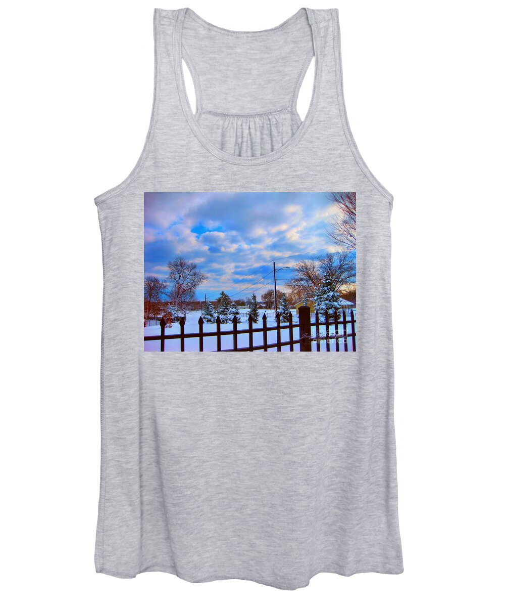 Winter Women's Tank Top featuring the photograph Snowy Day by Judy Palkimas