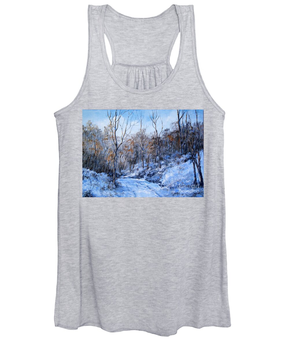 Winter Women's Tank Top featuring the painting Snowy Road by Virginia Potter