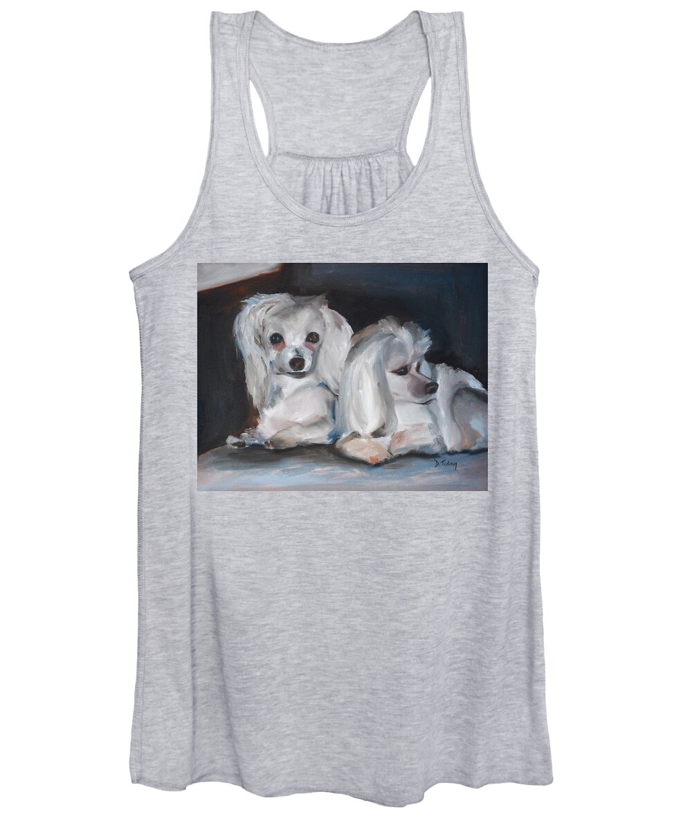 Maltese Women's Tank Top featuring the painting Snuggles and Sarge the Maltese by Donna Tuten