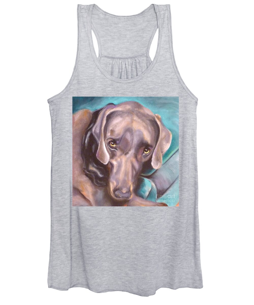 Dog Women's Tank Top featuring the painting Sofa Serenade by Susan A Becker