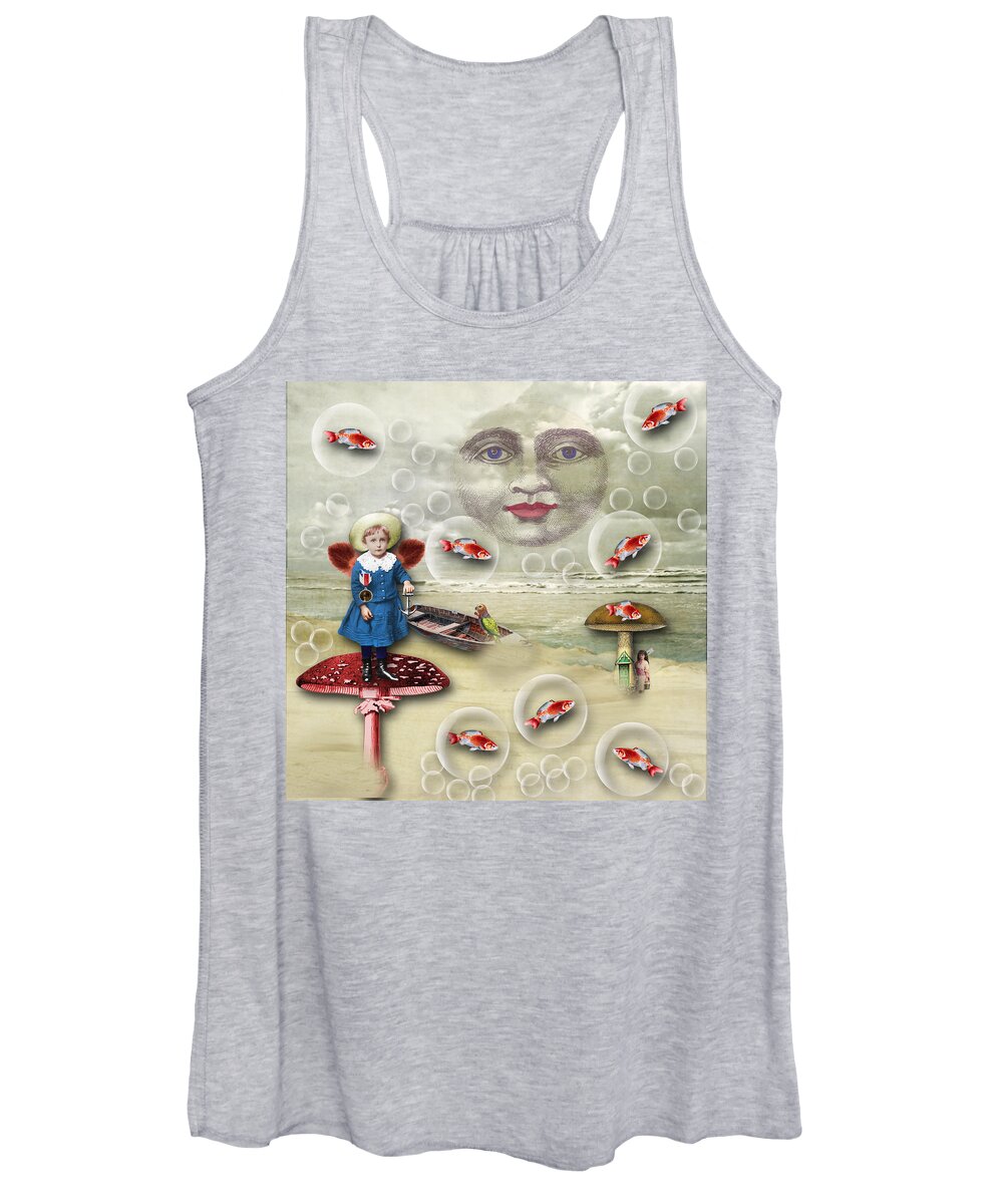 Something Fishy At The Shore Women's Tank Top featuring the digital art Something Fishy at The Shore by Bellesouth Studio