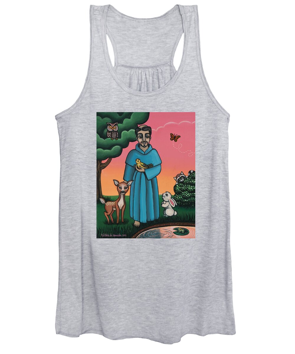 St. Francis Women's Tank Top featuring the painting St. Francis Animal Saint by Victoria De Almeida