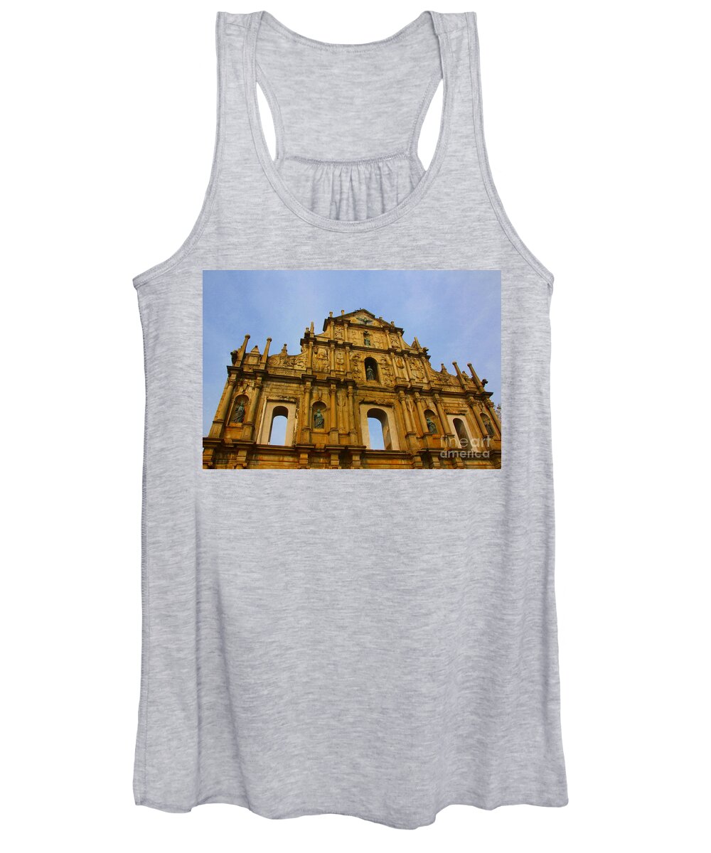 Saint Women's Tank Top featuring the photograph St. Paul Church in Macao by Amanda Mohler