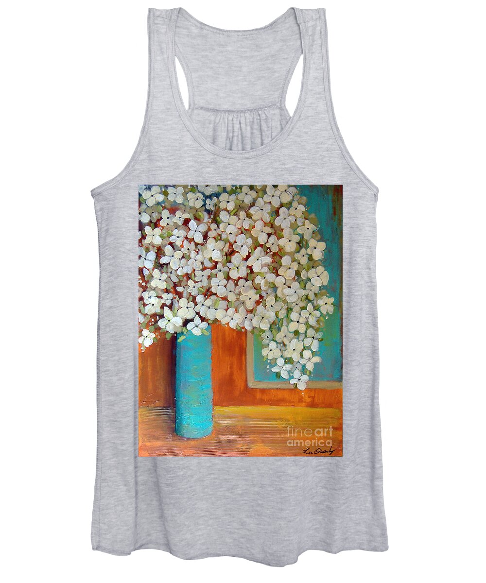 Flowers Women's Tank Top featuring the painting Still Life With White Flowers by Lee Owenby