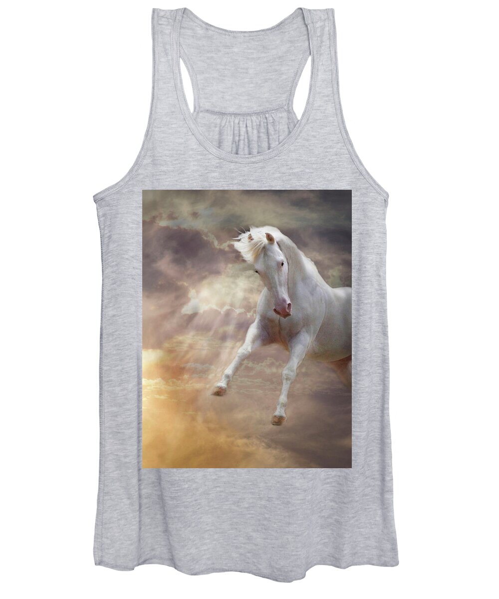 White Quarter Horse Women's Tank Top featuring the photograph Stormy by Melinda Hughes-Berland