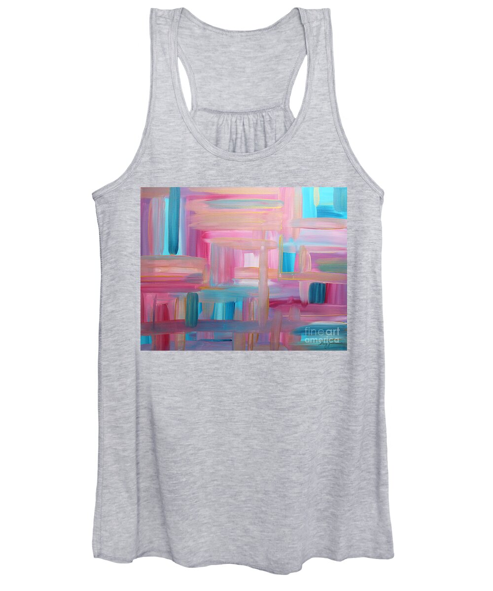 Acrylic Women's Tank Top featuring the painting Sunset Abstract by Stacey Zimmerman