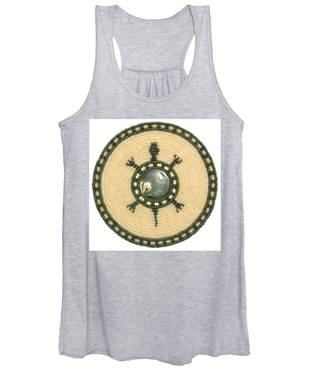 Beadwork Women's Tank Top featuring the mixed media Tan Indian Turtle by Douglas Limon