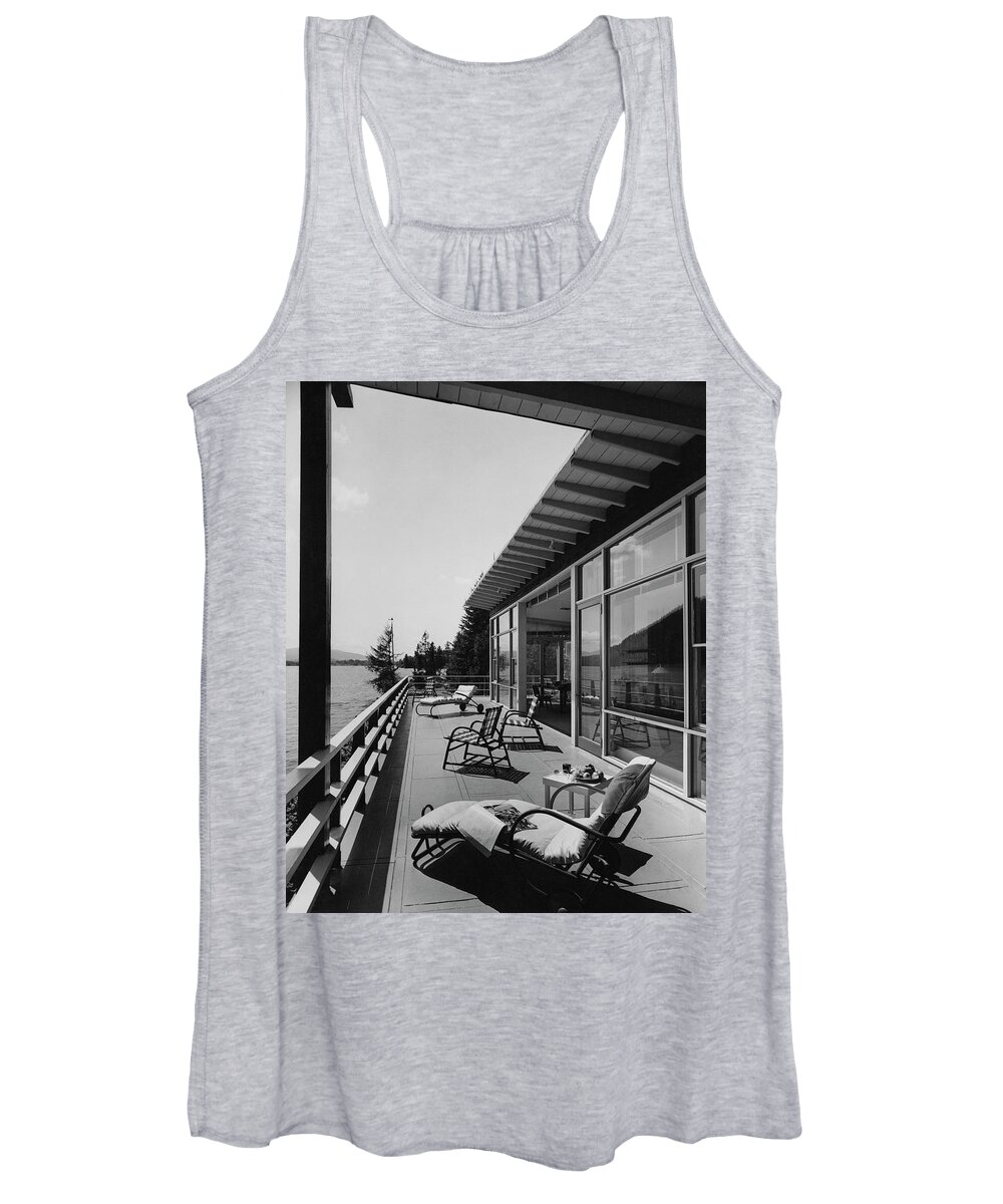 Architecture Women's Tank Top featuring the photograph The Alfred Rose Lake Placid Summer Home by Robert M. Damora