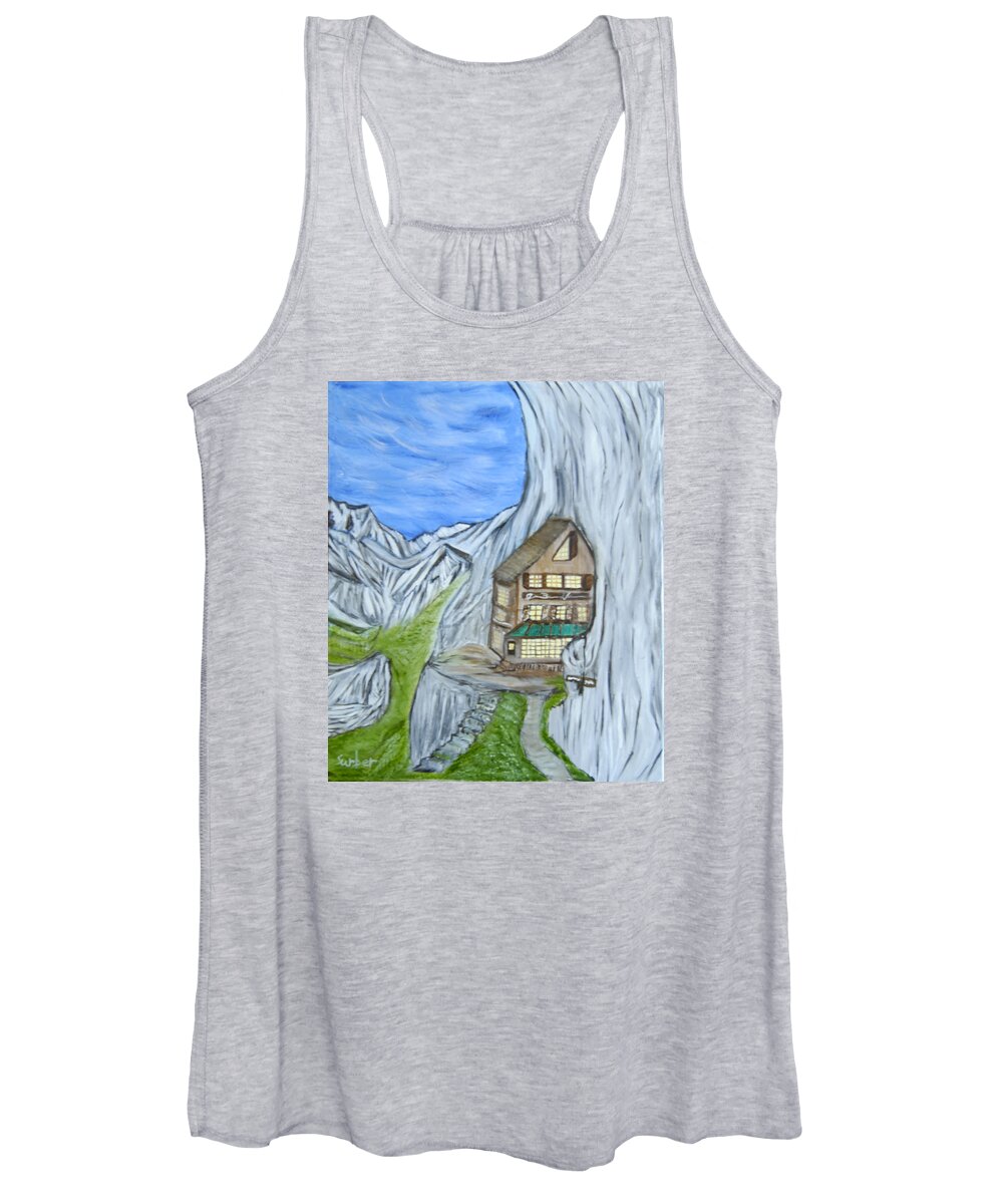 Mountains Women's Tank Top featuring the painting The Alps - Ebenalp Switzerland by Suzanne Surber