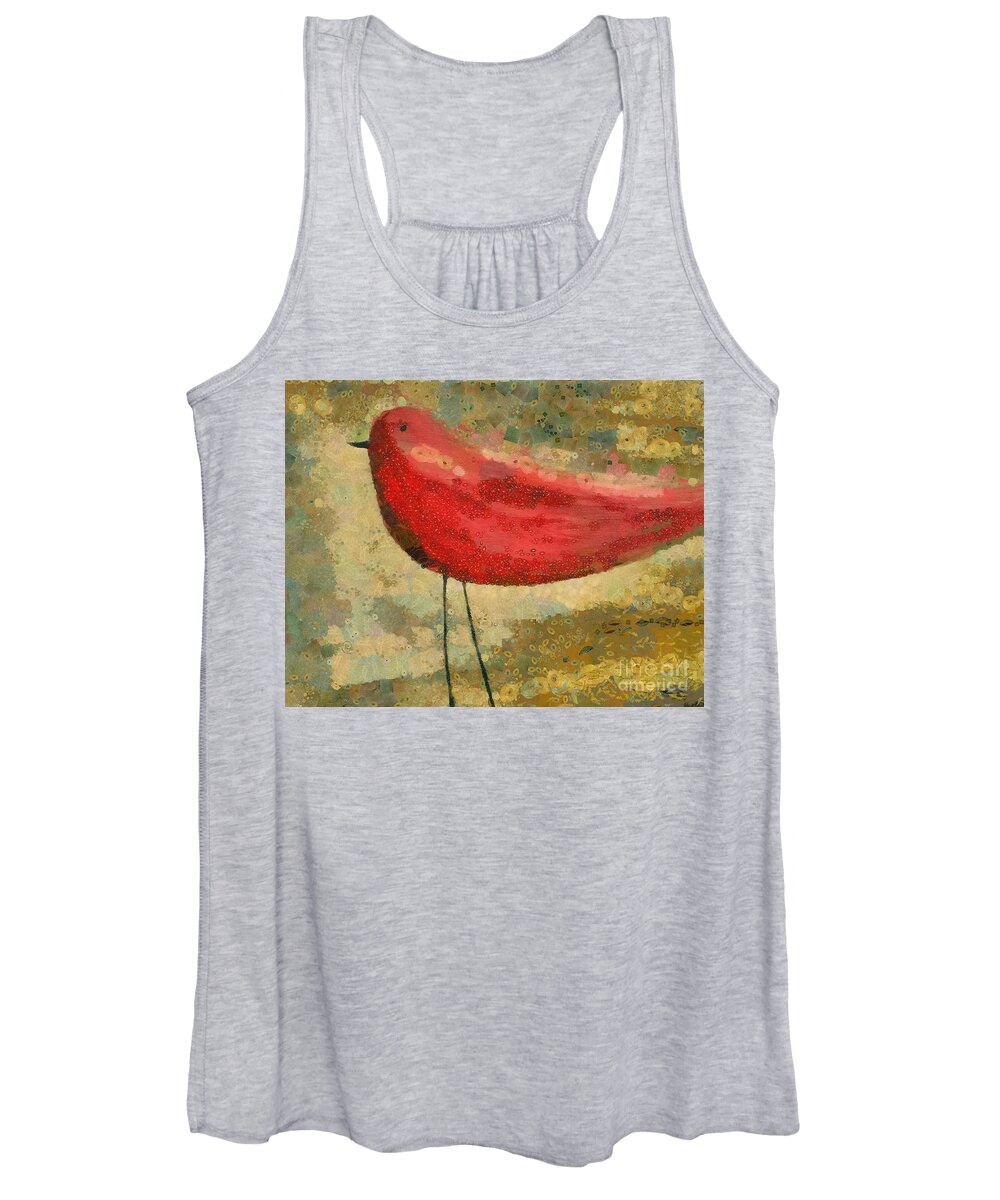 Bird Women's Tank Top featuring the painting The Bird - k03b by Variance Collections