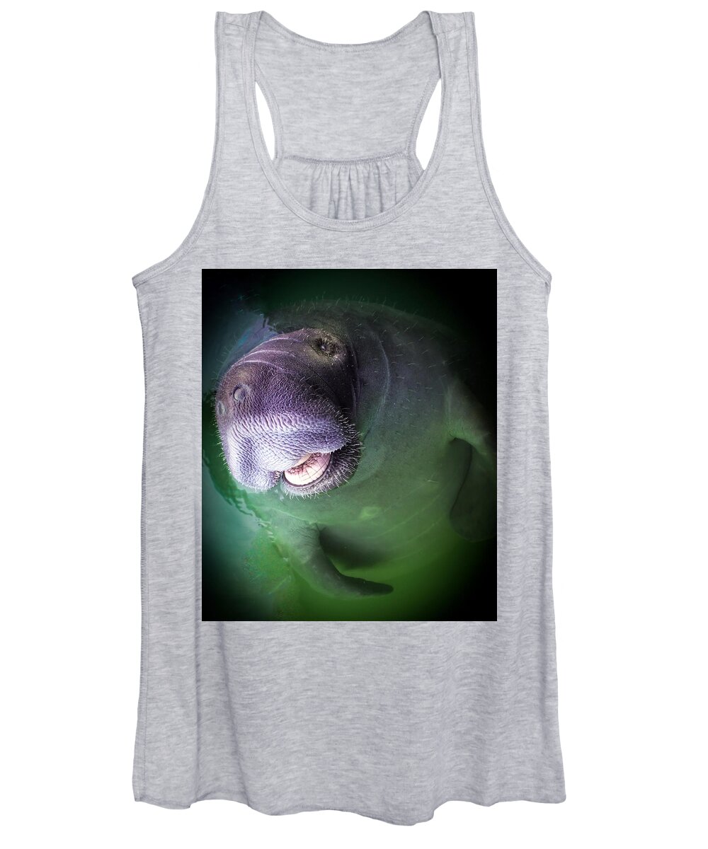 Manatees Women's Tank Top featuring the photograph The Happy Manatee by Karen Wiles