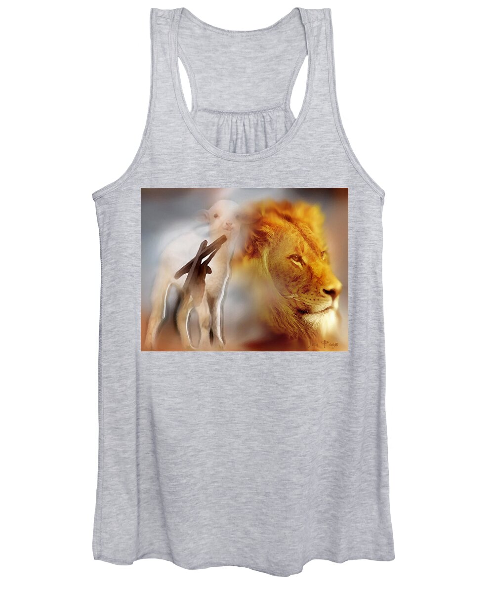 The Lion And The Lamb Women's Tank Top featuring the digital art The Lion and the Lamb by Jennifer Page