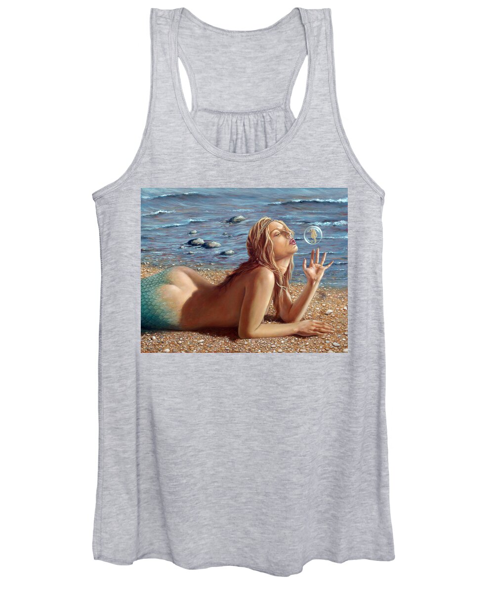 Seahorse Women's Tank Top featuring the painting The Mermaids Friend by John Silver