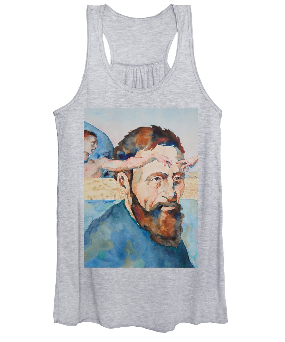 Michelangelo Buonarroti Women's Tank Top featuring the painting The Mind of Michelangelo by Michele Myers