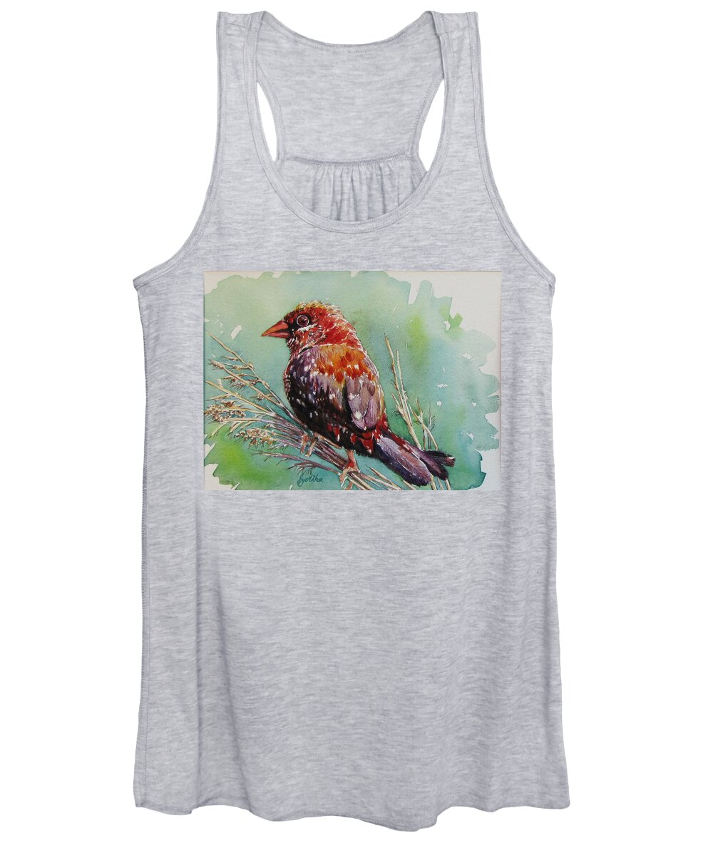 Bird Women's Tank Top featuring the painting The Red Bird by Jyotika Shroff
