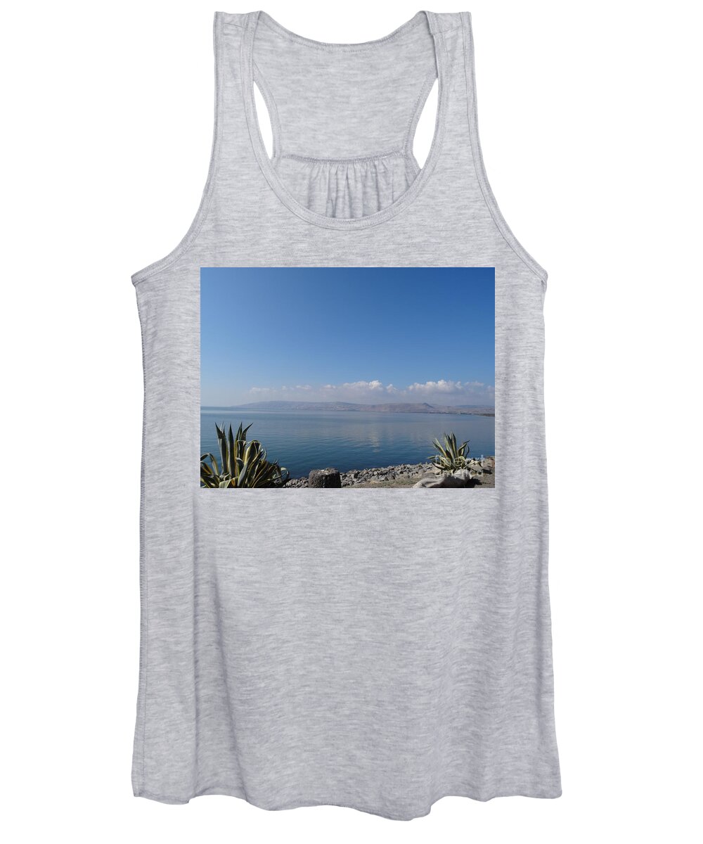 Galilee Painting Women's Tank Top featuring the photograph The Sea of Galilee at Capernaum by Karen Jane Jones