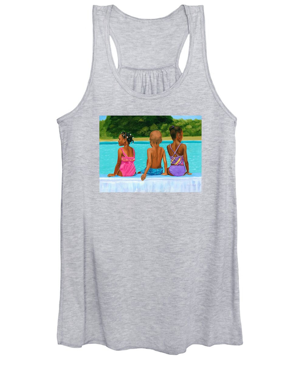African American Women's Tank Top featuring the painting The Swim Lesson by Jill Ciccone Pike