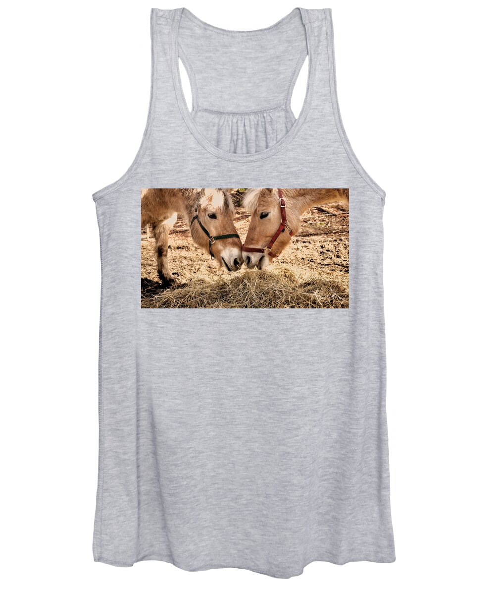 Horses Women's Tank Top featuring the photograph Two horses by Mike Santis