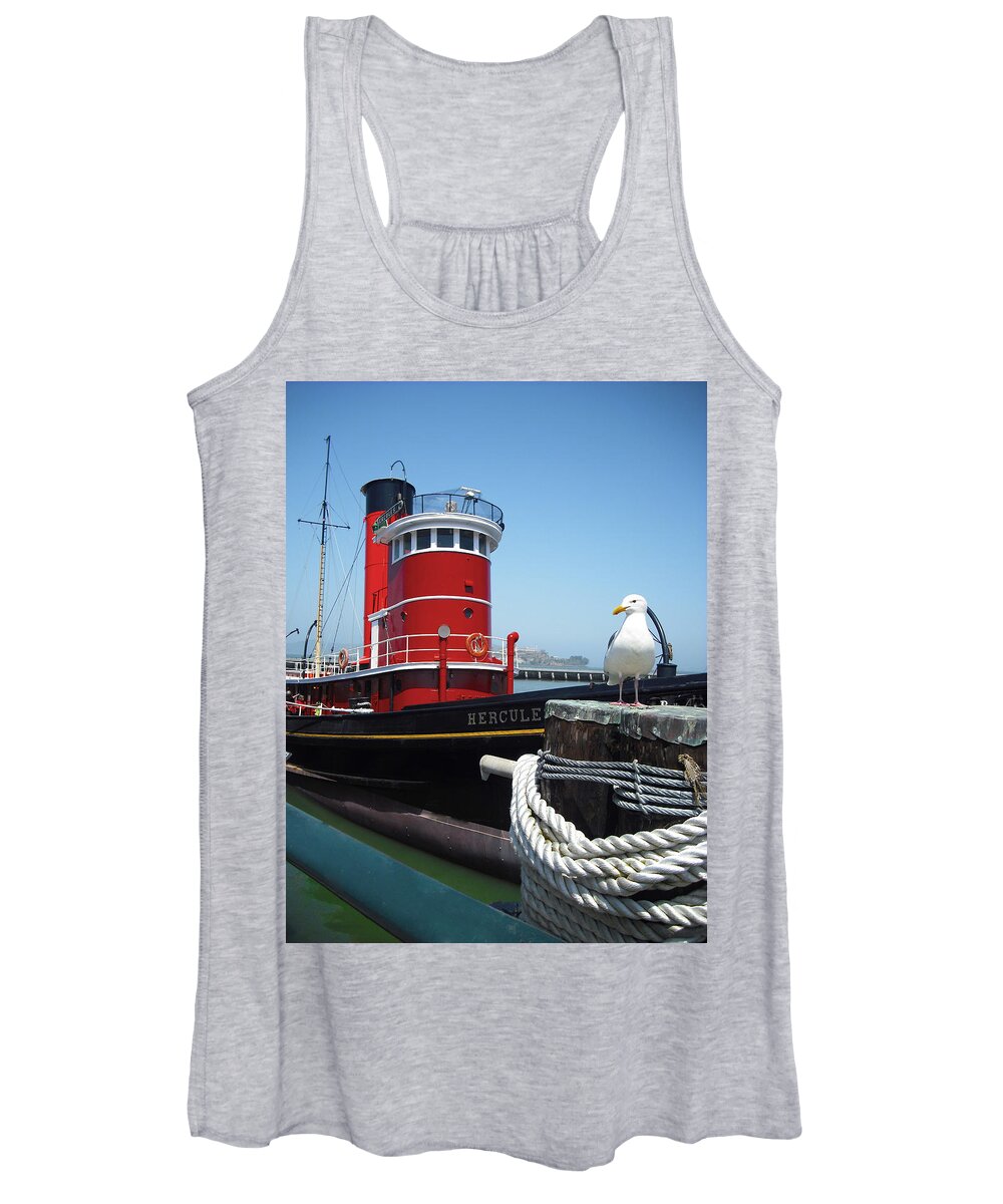 Ship Women's Tank Top featuring the photograph Tug Boat at Port by Carlos Diaz