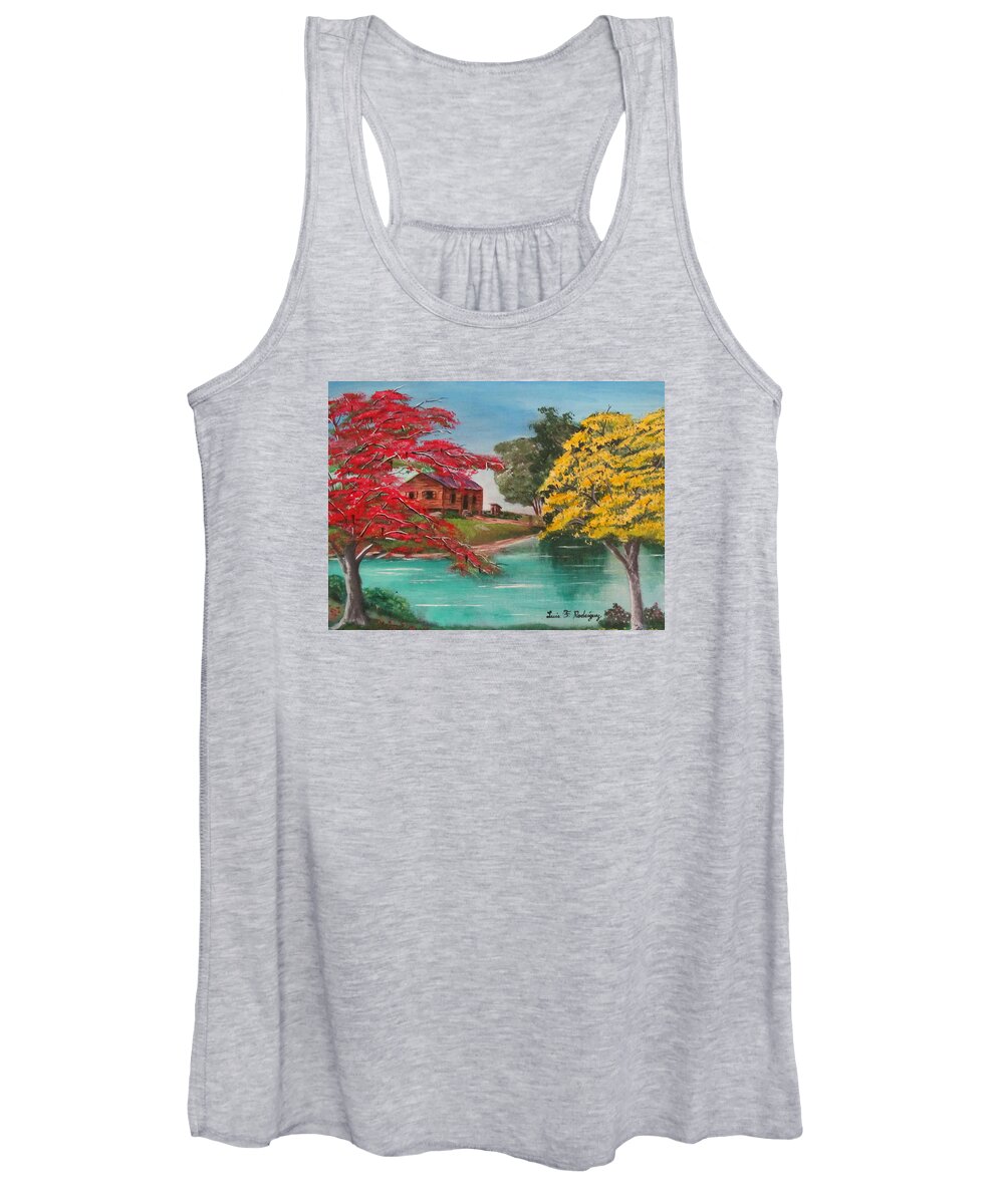 Flamboyan Women's Tank Top featuring the painting Tropical Lifestyle by Luis F Rodriguez