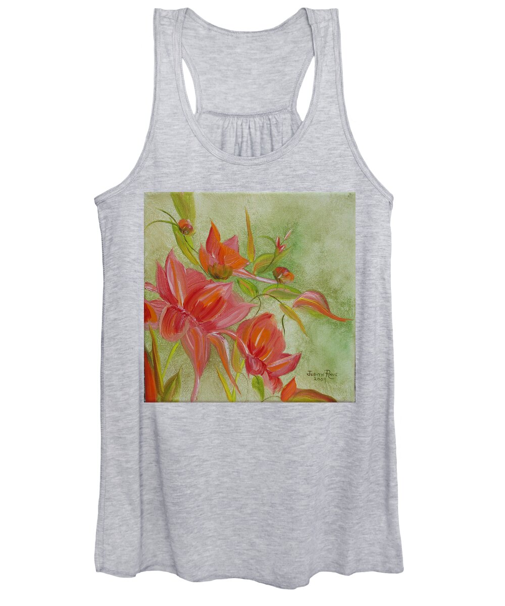 Flowers Women's Tank Top featuring the painting Tropical Splash by Judith Rhue