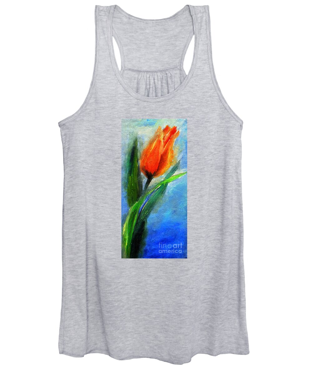 Tulip Women's Tank Top featuring the painting Tulip - Flower for you by Daliana Pacuraru